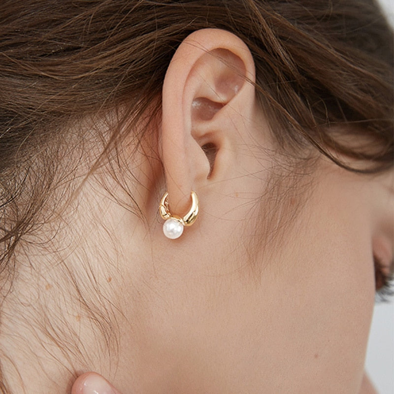 Pearl Huggie Earrings
