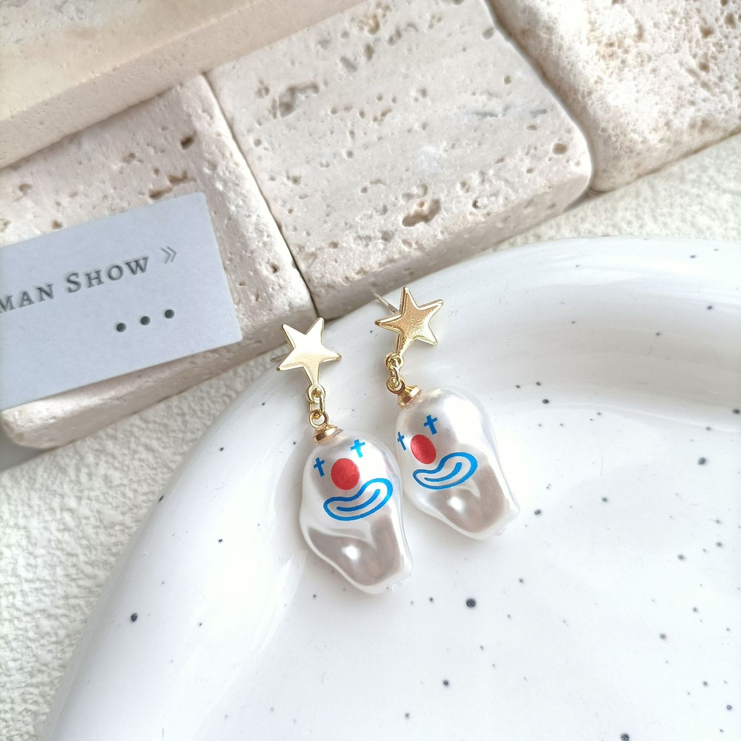 Pearl Clown Earrings