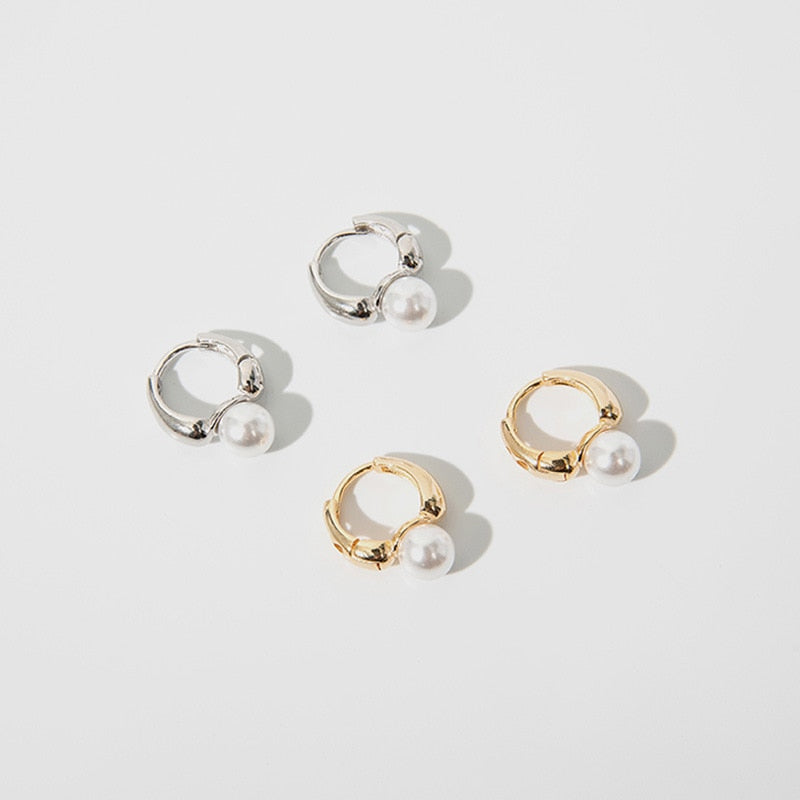 Pearl Huggie Earrings