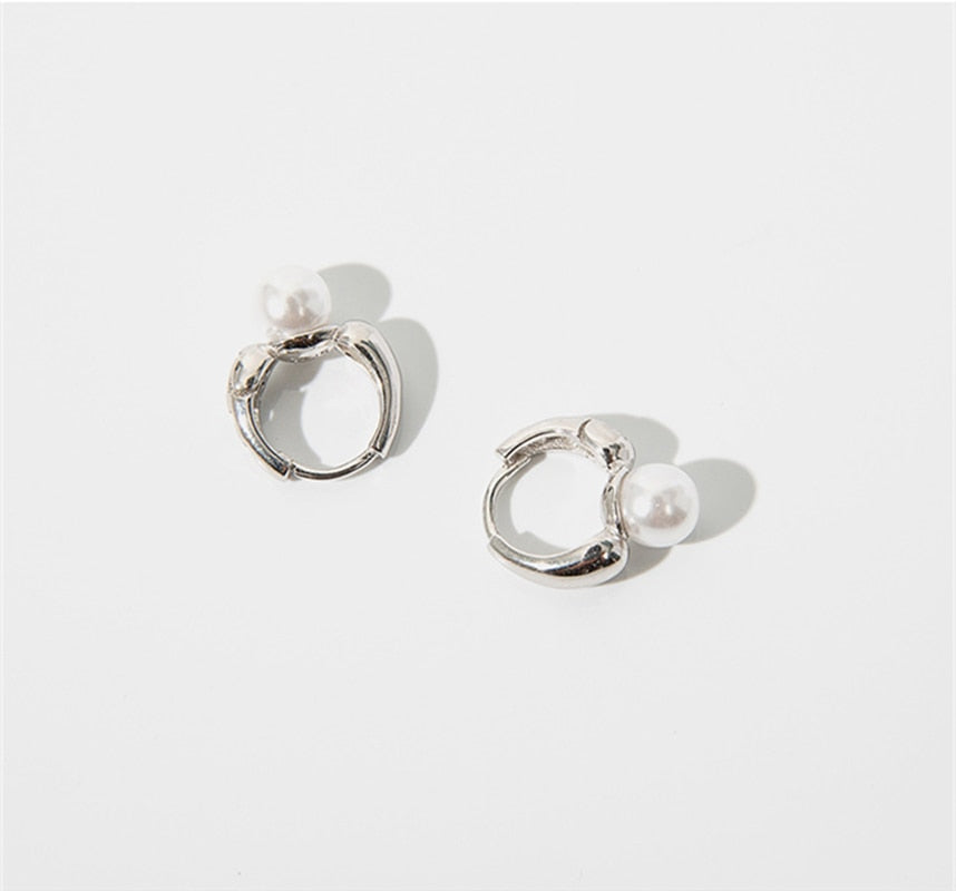 Pearl Huggie Earrings