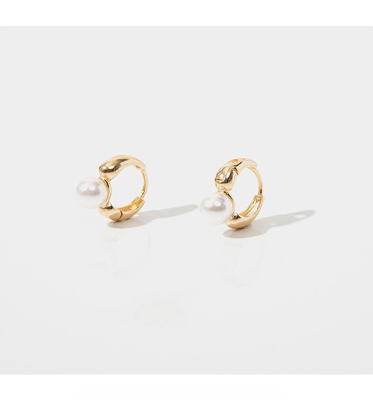 Pearl Huggie Earrings