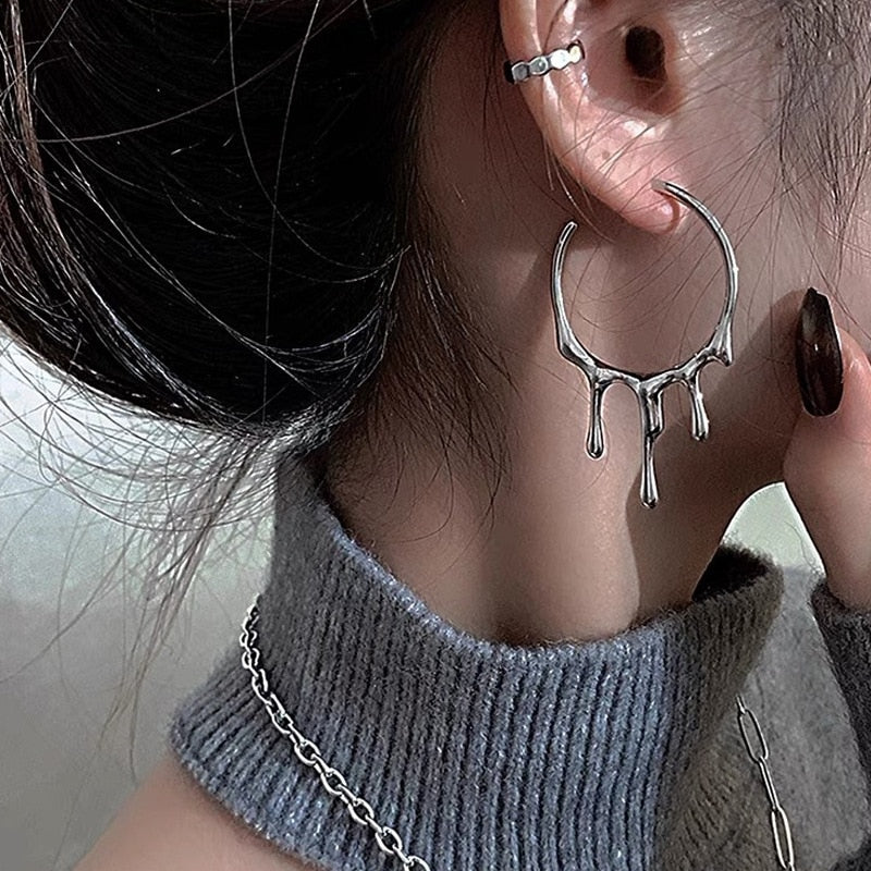 Liquid Metal Hoop Earrings