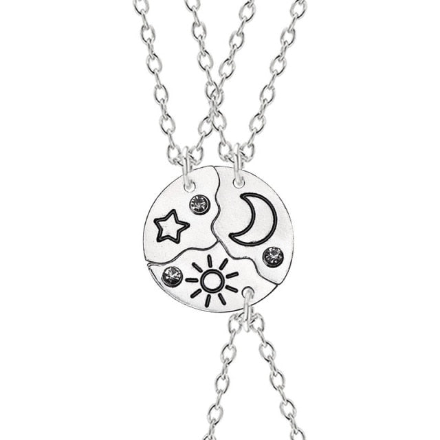 Sun Moon Star Bestie Necklaces 3 Piece Set