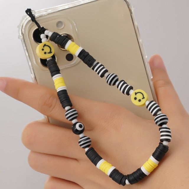 B&W Smiley Phone Chain