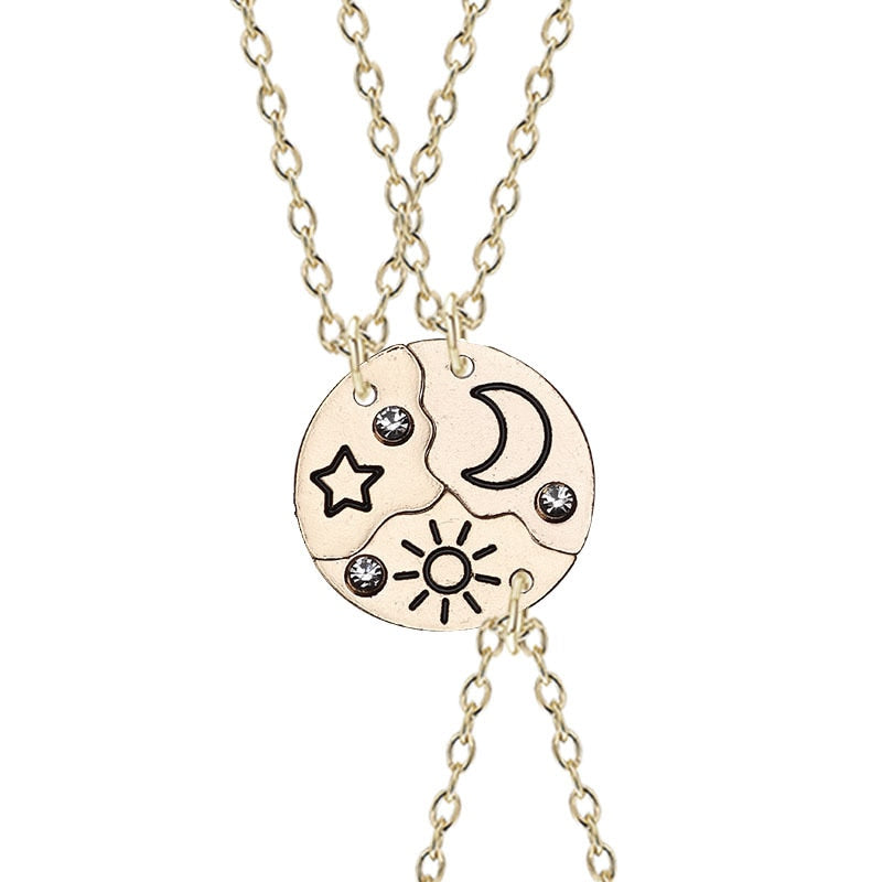Sun Moon Star Bestie Necklaces 3 Piece Set