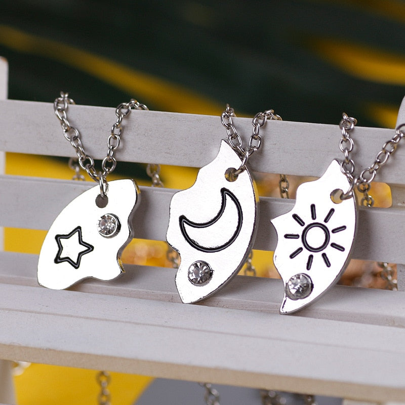 Sun Moon Star Bestie Necklaces 3 Piece Set